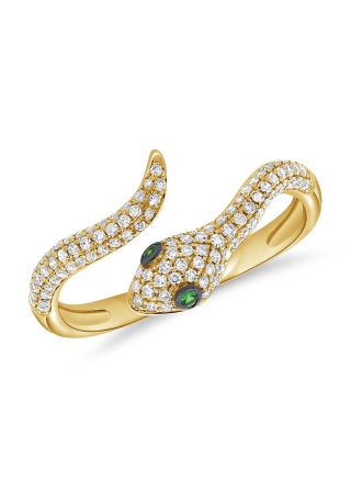 .36CT GREEN GARNET AND DIAMOND SNAKE WRAP RING