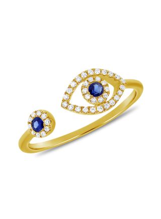 .25CT SAPPHIRE AND DIAMOND EVIL EYE WRAP RING