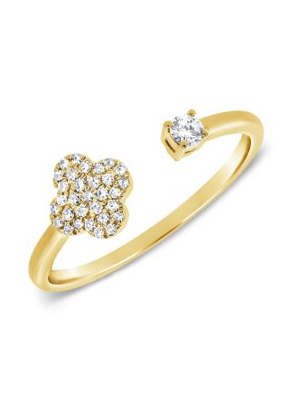 .16CT DIAMOND PAVE CLOVER WRAP RING