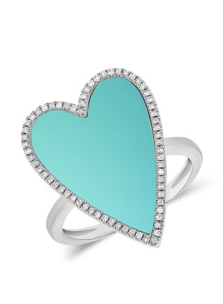1.53CT TURQUOISE AND DIAMOND HEART RING