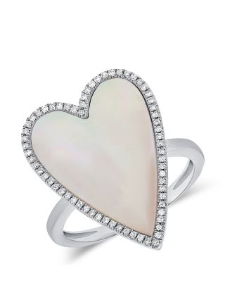 3.05CT WHITE AGATE AND DIAMOND HEART RING
