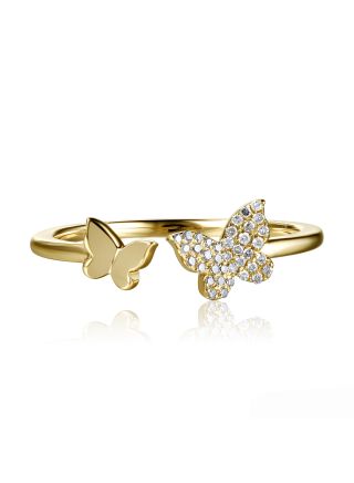 .09CT DIAMOND BUTTERFLY WRAP RING