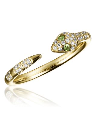 .12CT GREEN GARNET AND DIAMOND WRAP RING