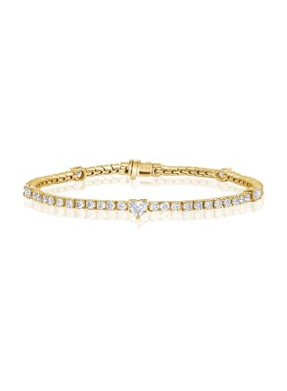 3.40CT EMERALD SHAPE, HEART SHAPE, OVAL SHAPE, PEAR SHAPE AND DIAMOND TENNIS BRACELET