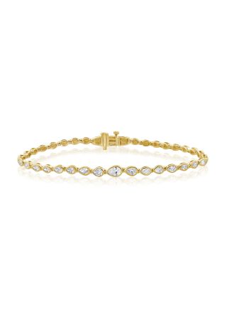 1.86CT PEAR SHAPE DIAMOND BEZEL SET TENNIS BRACELET