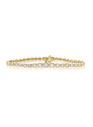 3.01CT EMERALD SHAPE DIAMOND BEZEL BEZEL TENNIS BRACELET