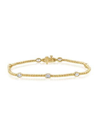 1.26CT EMERALD SHAPE, MARQUISE SHAPE, OVAL SHAPE, PEAR SHAPE DIAMOND BEZEL SET TENNIS BRACELET