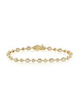 2.93CT PEAR SHAPE AND ROUND DIAMOND BEZEL SET TENNIS BRACELET