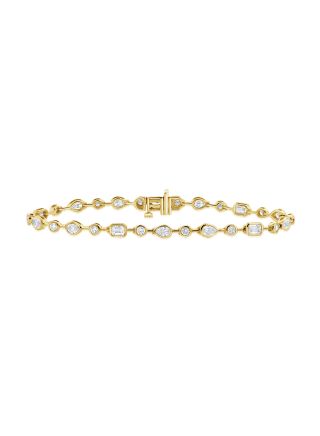 2.99CT EMERALD SHAPE, PEAR SHAPE AND ROUND SHAPE DIAMOND BEZEL TENNIS BRACELET