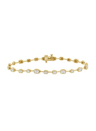 1.69CT EMERALD SHAPE DIAMOND BEZEL SET TENNIS BRACELET