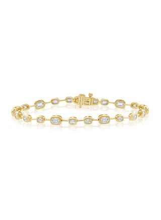 2.82CT EMERALS SHAPE DIAMOND BEZEL BRACELET