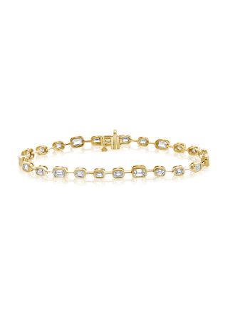 3.62CT EMERALD SHAPE DIAMOND BEZEL SET TENNIS BRACELET