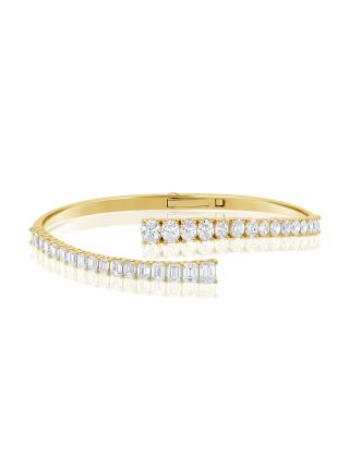 4.47CT OVAL SHAPE AND EMERALD SHAPE DIAMOND CUFF BRACELET