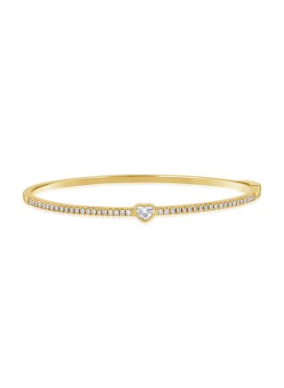.67CT HEART SHAPE AND ROUND DIAMOND BEZEL BANGLE