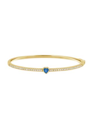 0.72CT SAPPHIRE AND ROUND DIAMOND HEART BANGLE