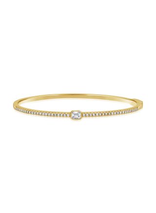 .67CT EMERALD AND ROUND SHAPE DIAMOND BANGLE
