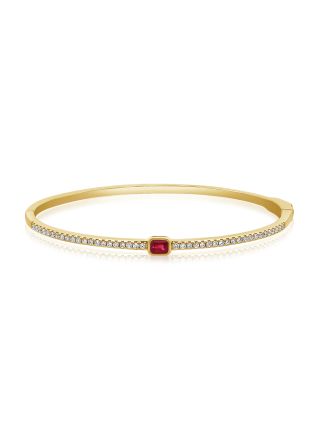 0.75CT RUBY AND ROUND DIAMOND BANGLE