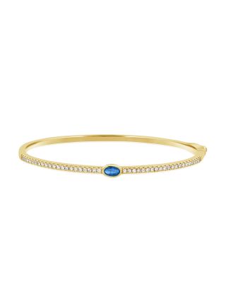0.74CT SAPPHIRE AND ROUND DIAMOND BANGLE