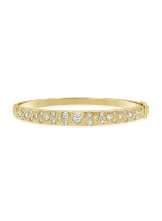 1.67CT HEART SHAPE AND ROUND DIAMOND BEZEL SET BANGLE