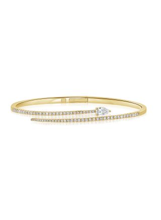 1.04CT PEAR AND ROUND SHAPE DIAMOND CUFF BRACELET