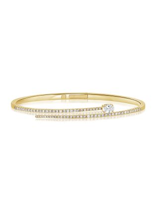 0.99CT OVAL AND ROUND SHAPE DIAMOND CUFF BRACELET