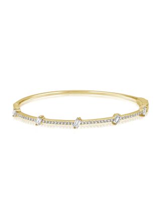 1.20CT EMERALD AND ROUND SHAPE DIAMOND BANGLE