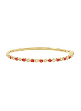 1.11CT RUBY AND ROUND DIAMOND BEZEL BANGLE