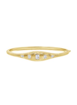0.89CT EMERALD SHAPE AND PEAR SHAPE DIAMOND FLUTED BANGLE