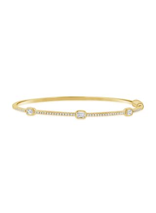 .62CT EMERALD AND ROUND SHAPE DIAMOND BANGLE