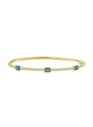 1.14CT SAPPHIRE AND ROUND DIAMOND BANGLE