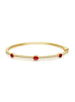1.04CT RUBY AND ROUND DIAMOND BEZEL SET BANGLE