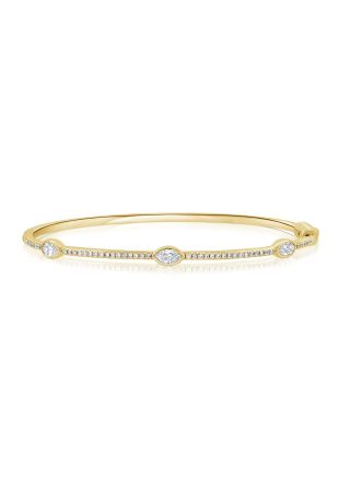 0.69CT MARQUISE AND ROUND SHAPE DIAMOND BANGLE