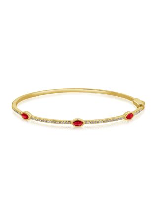 0.80CT RUBY AND ROUND DIAMOND BEZEL SET BANGLE