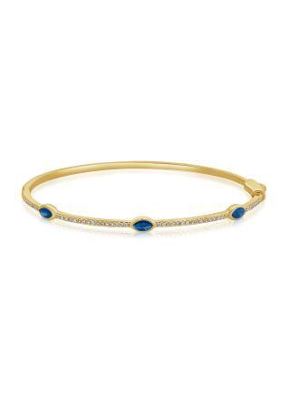 0.86CT SAPPHIRE AND ROUND DIAMOND BEZEL SET BANGLE