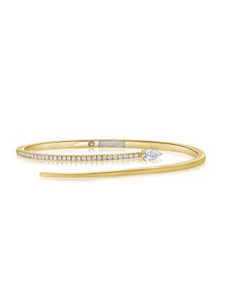 0.70CT PEAR AND ROUND SHAPE DIAMOND CUFF BANGLE