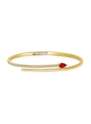 0.90CT RUBY AND ROUND DIAMOND CUFF BANGLE
