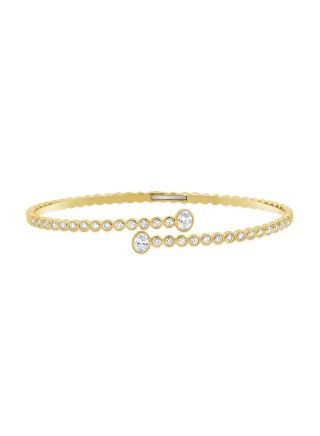 1.09CT OVAL SHAPE AND ROUND DIAMOND BEZEL CUFF BANGLE
