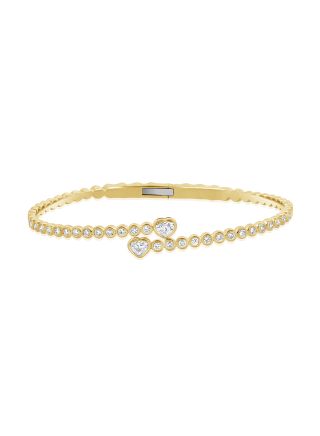 1.04CT HEART SHAPE AND ROUND DIAMOND BEZEL HEART BANGLE