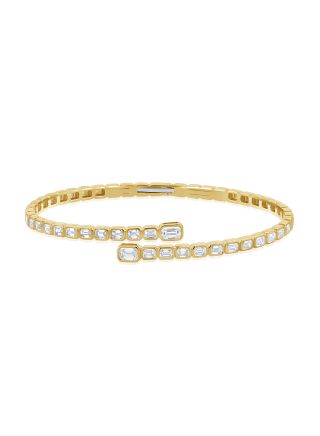 2.37CT EMERALD SHAPE DIAMOND BEZEL SET CUFF BANGLE