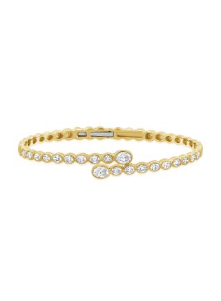 1.74CT OVAL SHAPE DIAMOND BEZEL SET CUFF BANGLE