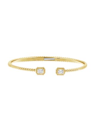 0.46CT EMERALD SHAPE DIAMOND BEZEL SET CUFF BANGLE