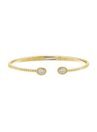 0.48CT OVAL SHAPE DIAMOND BEZEL SET CUFF BANGLE