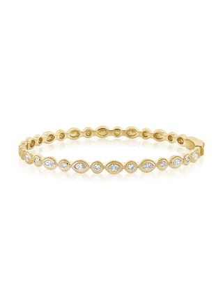 0.71CT MARQUISE SHAPE AND ROUND DIAMOND BEZEL SET BANGLE