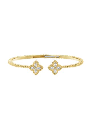 0.64CT MARQUISE SHAPE DIAMOND FLOWER BEZEL SET CUFF BANGLE