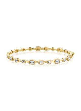 1.43CT EMERALD SHAPE DIAMOND BEZEL SET BANGLE