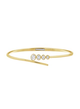 0.55CT OVAL SHAPE DIAMOND BEZEL SET CUFF BANGLE