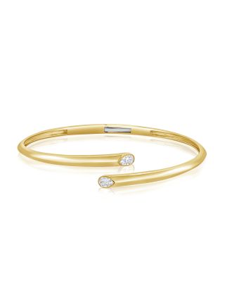 0.40CT PEAR SHAPE DIAMOND BEZEL SET CUFF BANGLE