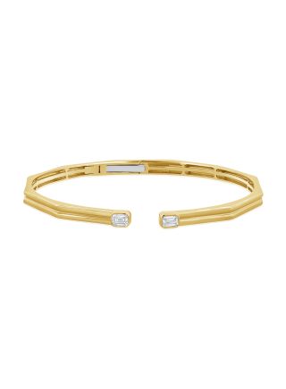 0.42CT EMERALD SHAPE DIAMOND BEZEL SET CUFF BANGLE
