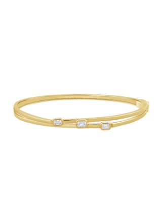 0.52CT EMERALD SHAPE DIAMOND BEZEL SET BANGLE