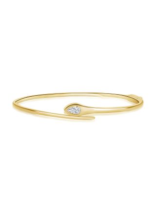 0.28CT PEAR SHAPE DIAMOND SOLITAIRE BEZEL SET BANGLE